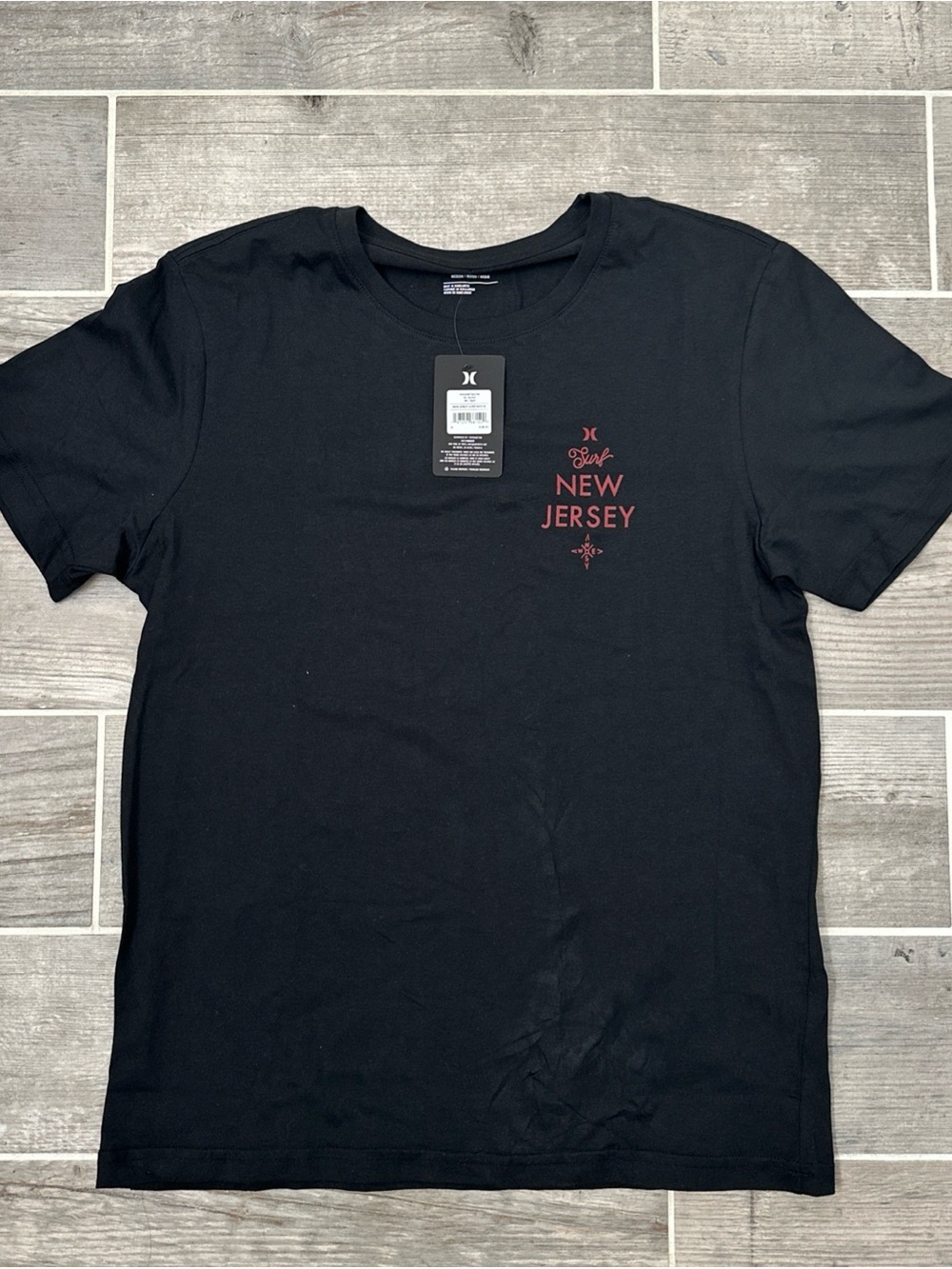 Hurley Black Short-Sleeve 'New Jersey' Graphic Tee